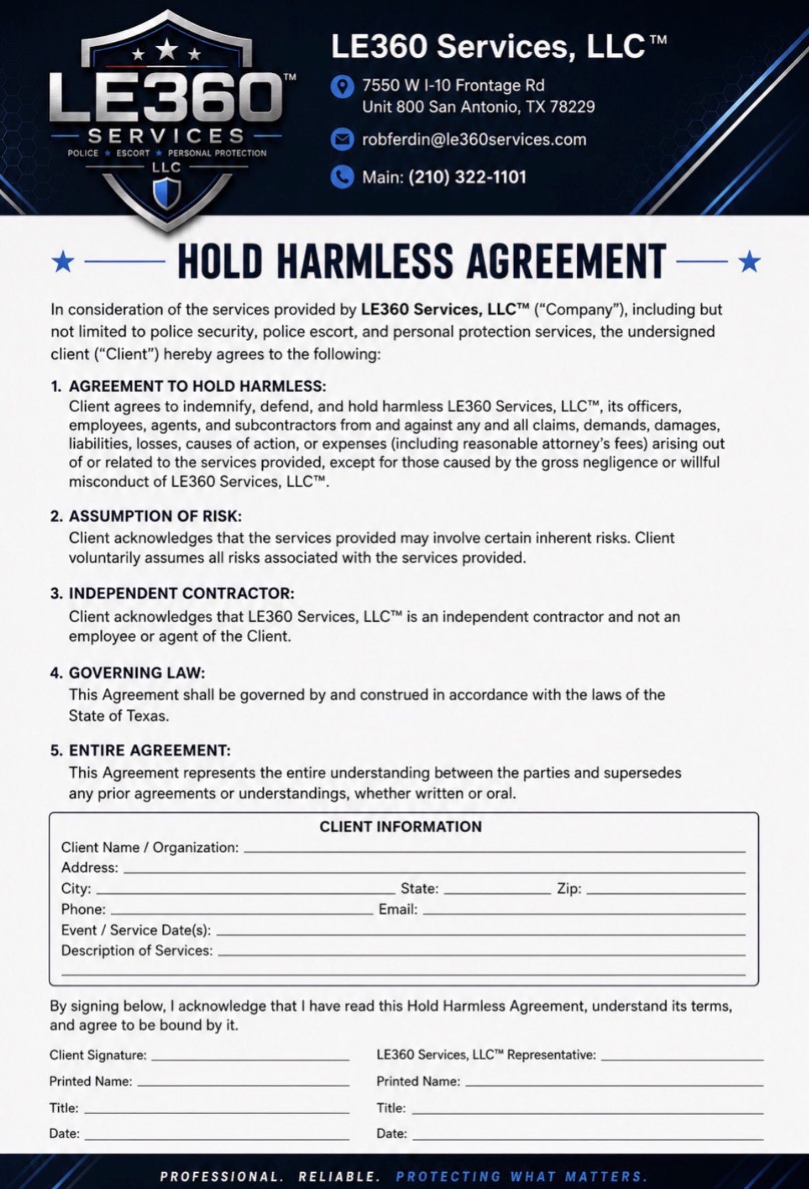 Hold Harmless Agreement
